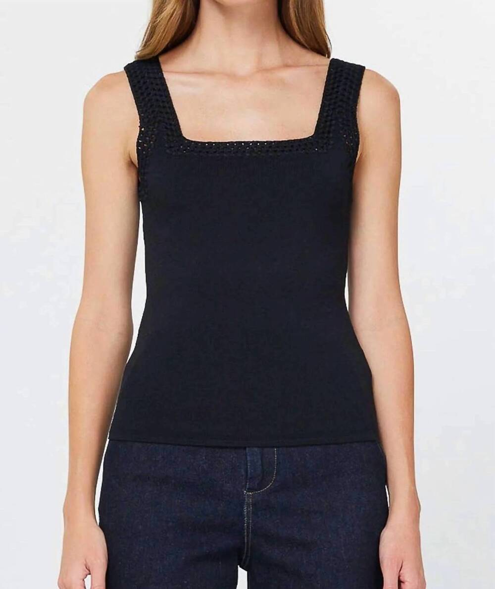 NEW NYLAND women's monet square neck sweater tank top in black